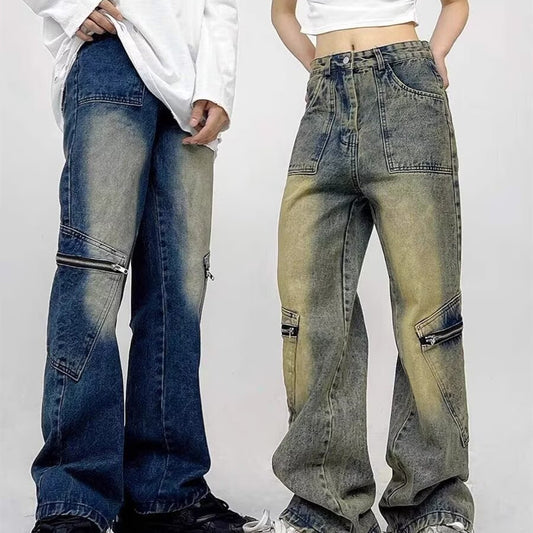 High Street Yellow Mud Dyed Denim Trousers