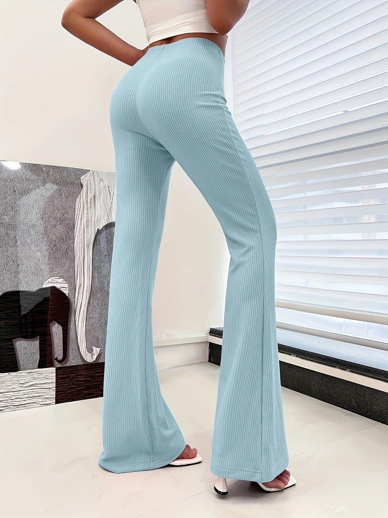 Slightly Flared Straight Slim Fit Hip Raise Pants
