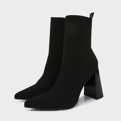 Brown Yellow Heel Retro Ankle Boots Women