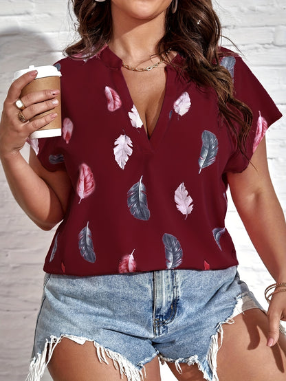 Women's Plus Size Blouse V-Neck Outdoor