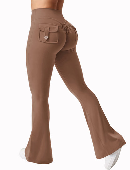 Fitness Peach Hip Pocket Flared Pants