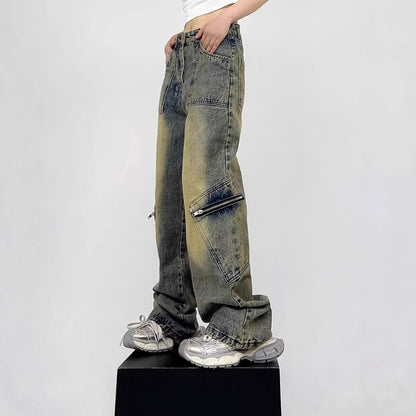 High Street Yellow Mud Dyed Denim Trousers