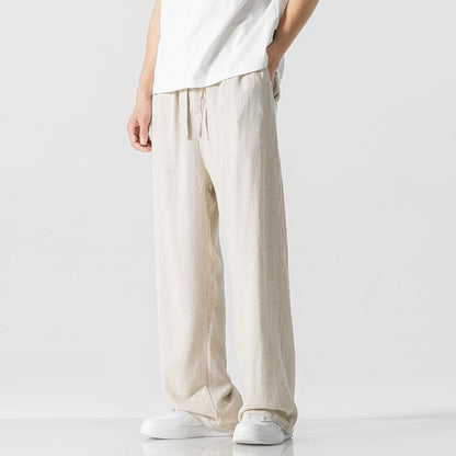 Linen Pants Loose Straight Trousers