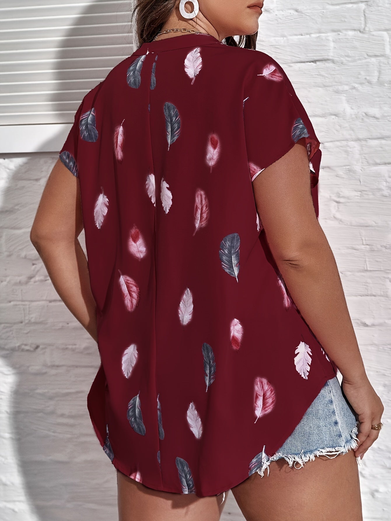 Women's Plus Size Blouse V-Neck Outdoor