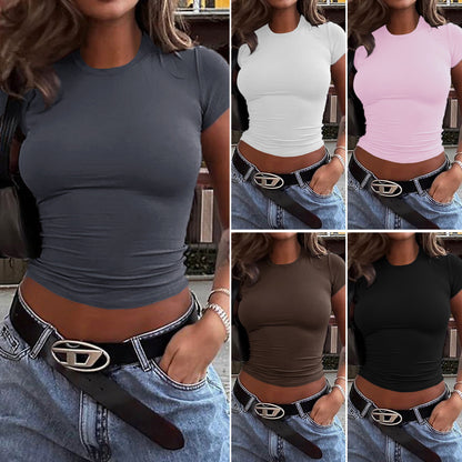 Top Waist Short Slim Fit Midriff-baring T-Shirt