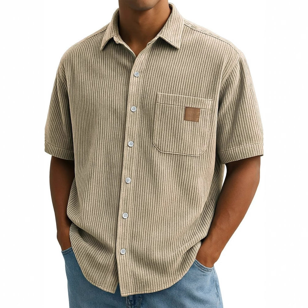 Versatile Leisure Leather Short Sleeve Shirt