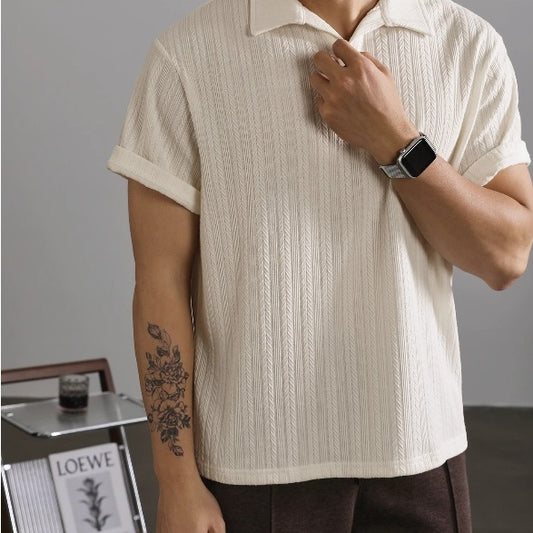 Men's Wheat Woven Texture Slim Fit T-Shirt