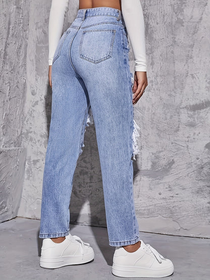 Waist Ripped Denim Trousers
