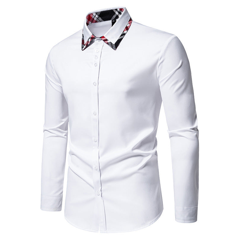 Contrast Color Triangle Collar Long Sleeve Shirt