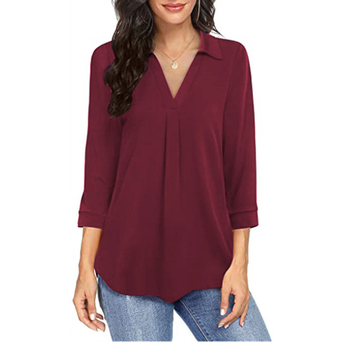 Ladies Shirt Top With Elegant Chiffon Stitching