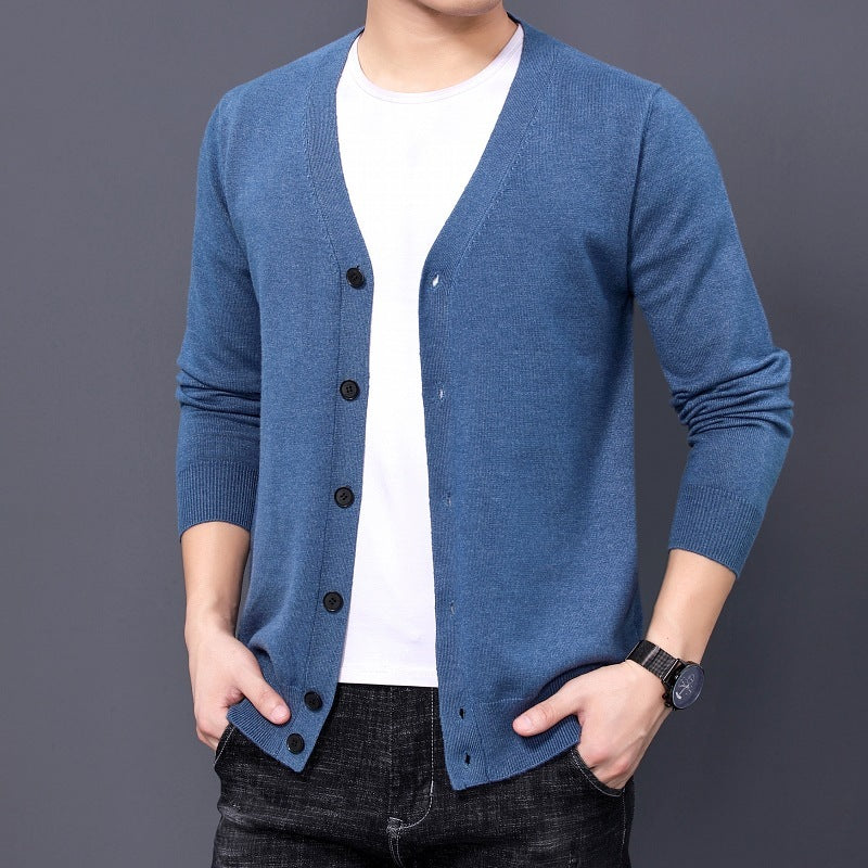 Men's Knitted Cardigan V-neck Style Sweater
