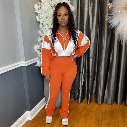 Buckle Waist Stitching Two-piece Suit