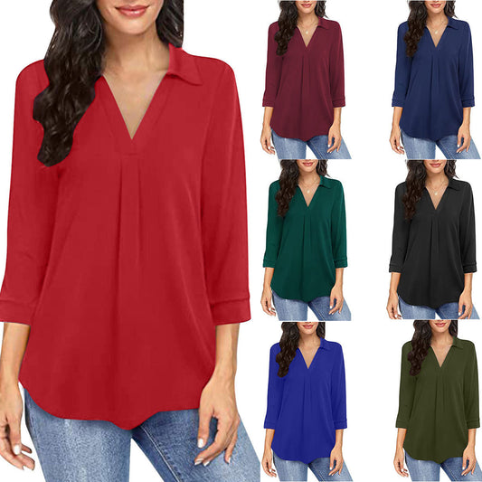 Ladies Shirt Top With Elegant Chiffon Stitching