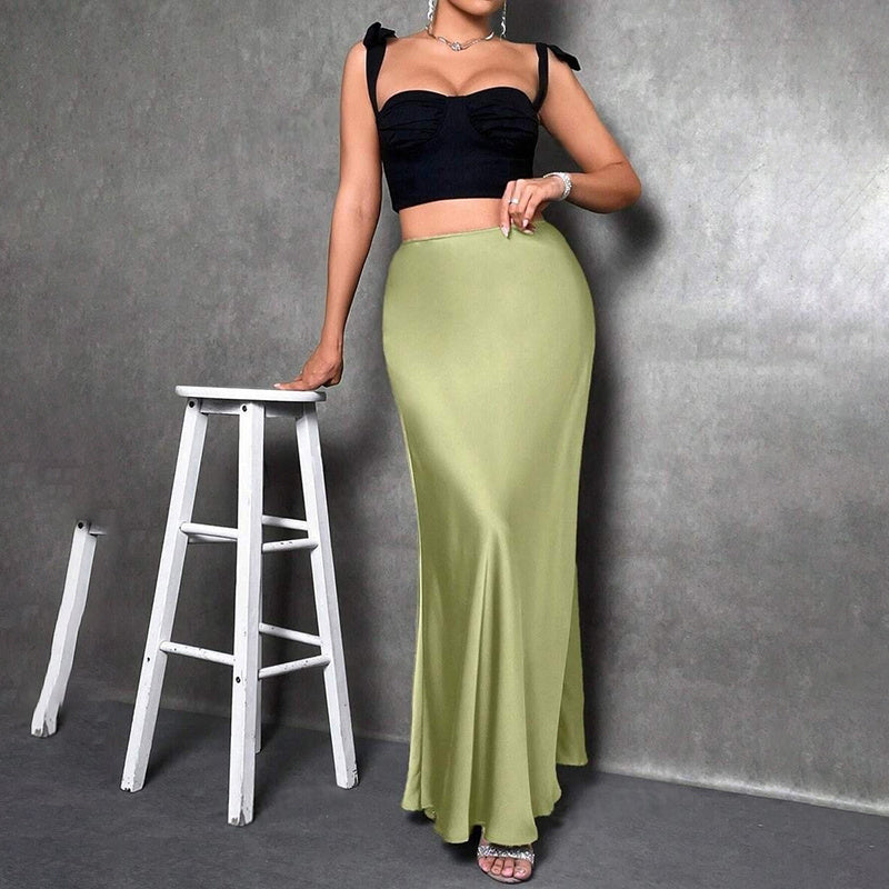 Women's Waist Flared Midi Cocktail Party Wedding Long Skirt