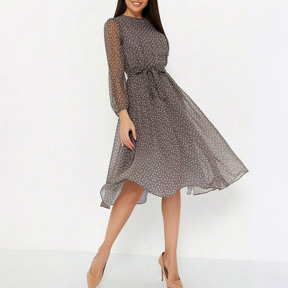 Polka Dot Long Sleeve Maxi Dress