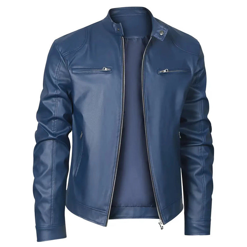 Men's Slim Fit Leather Jacket Zipper