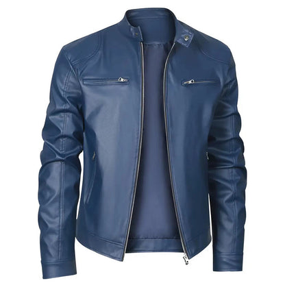 Men's Slim Fit Leather Jacket Zipper