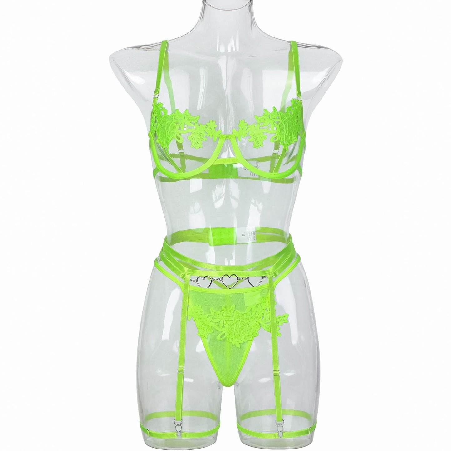 Women's Fluorescent Green Water-soluble Mesh Chest