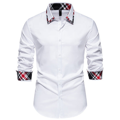 Contrast Color Triangle Collar Long Sleeve Shirt