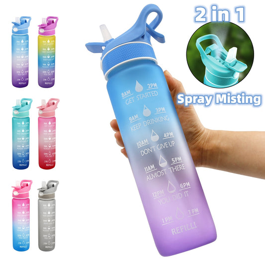 Sports Water Bottle Scrub Bounce Cover Straw
