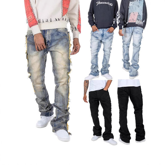 Slightly Stretch Embroidered Men's Jeans