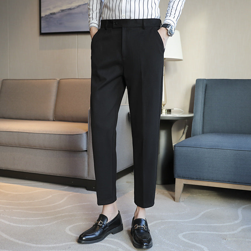 Straight Elastic Slim Fit Brown Pants