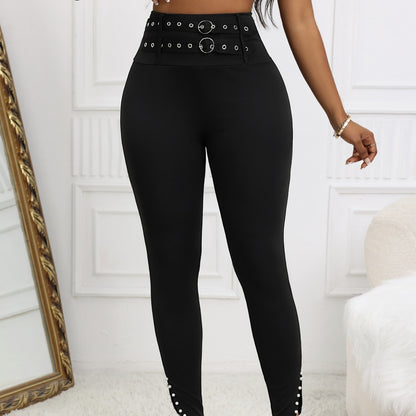 Ladies' Waist Ring Fake Belt Design Sense Tapered Pants