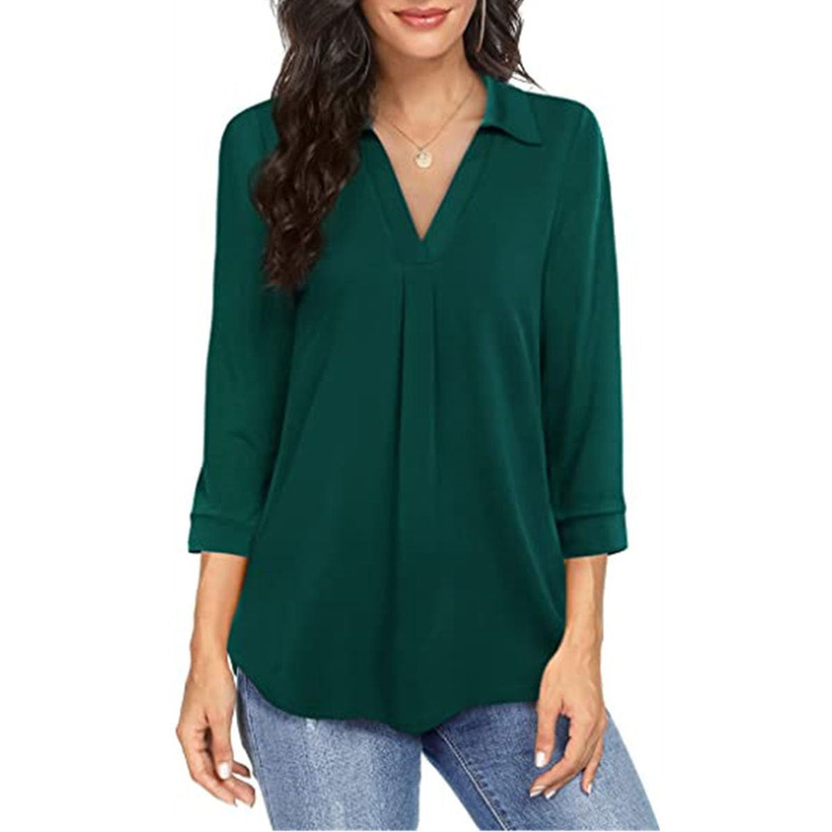 Ladies Shirt Top With Elegant Chiffon Stitching