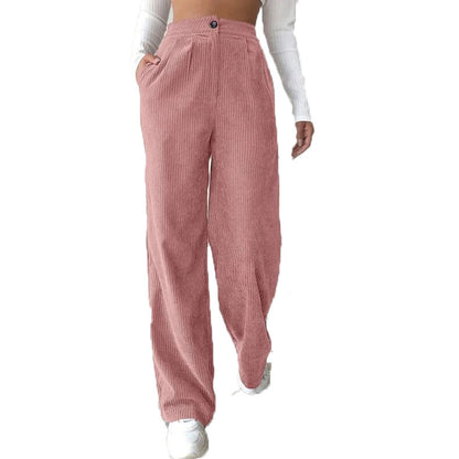 High Waist Pants Corduroy Baggy Straight Trousers