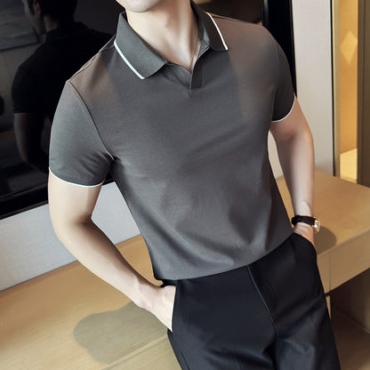 Cotton Lapel Short Sleeve Polo T-Shirt
