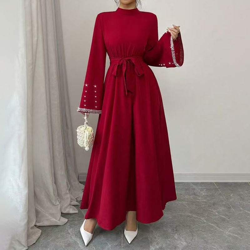 Elegant Long Sleeve Maxi-Flowy Evening Dress