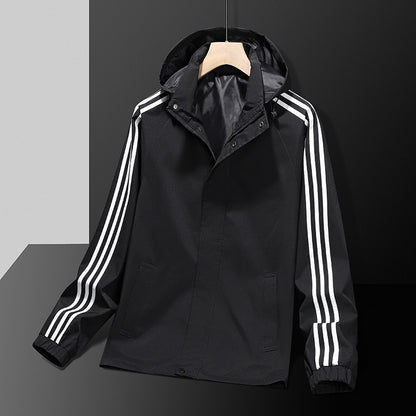 All-matching Handsome Striped Sports Detachable Hoodie