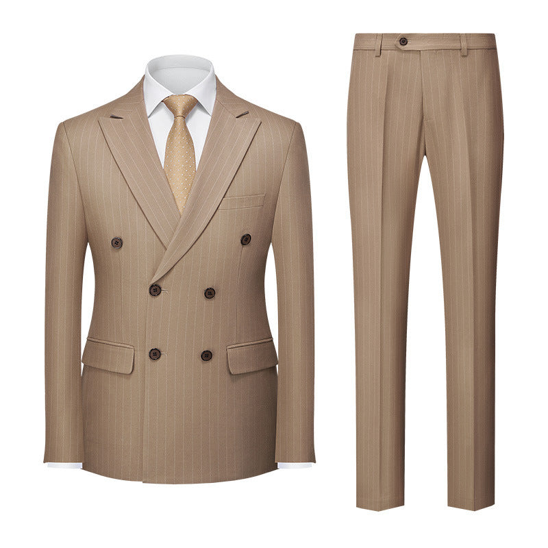 Men's Striped Double-row Two-button Suit