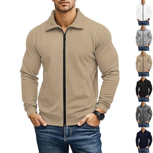 Men's Jacket Waffle Turn-down Collar Coat