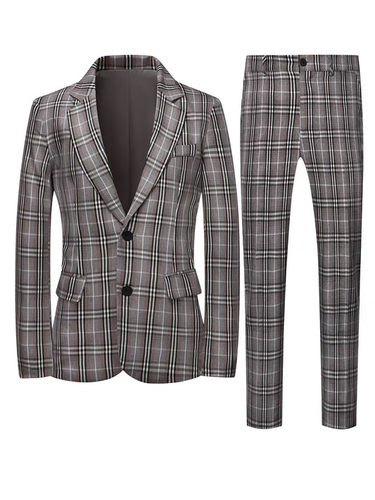 Men's Classic Check Blazer And Pants Set
