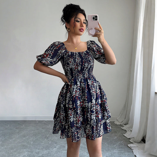 European Elegant Floral Dress