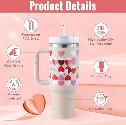 40 Oz Tumbler With Handle Straw Insulated