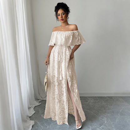 American Elegant Style Off-shoulder Lace Dress
