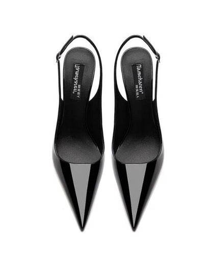 Ladie's Nude Soft Leather Hollow Female Ankle-strap High Heels