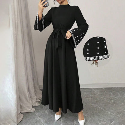 Elegant Long Sleeve Maxi-Flowy Evening Dress
