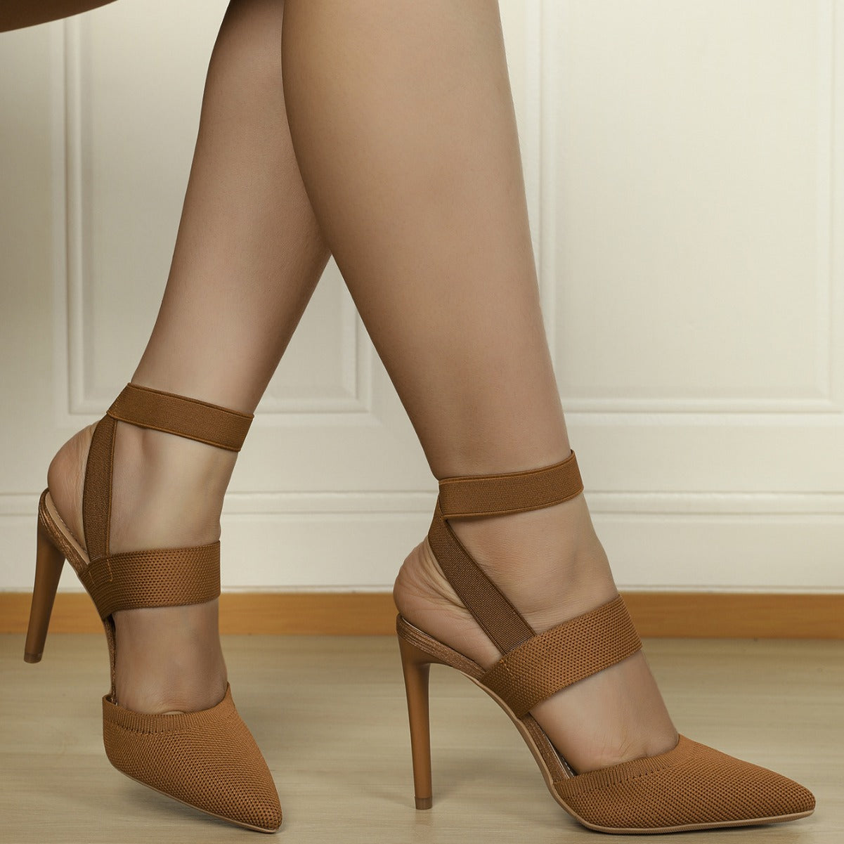 Women Elastic Band Stretch High Heels Sandals