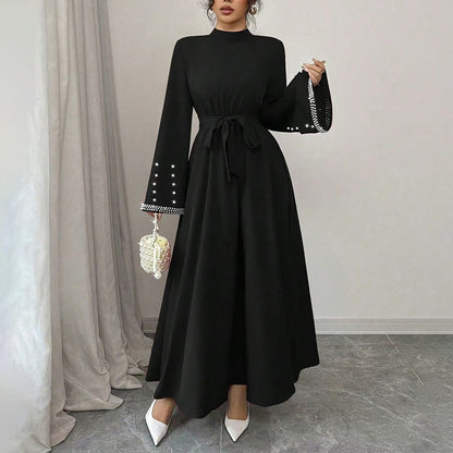 Elegant Long Sleeve Maxi-Flowy Evening Dress