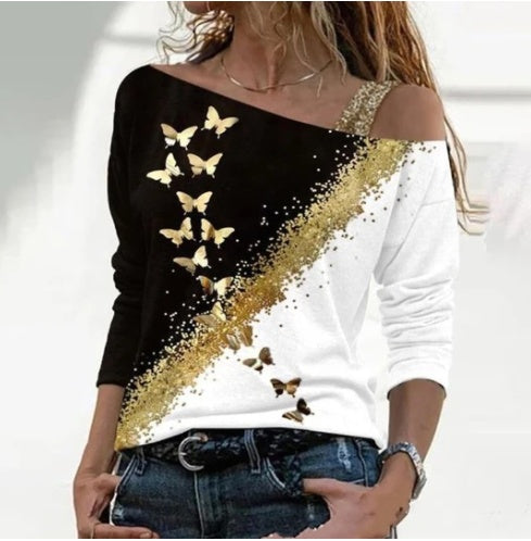 Trendy Diagonal Collar Top