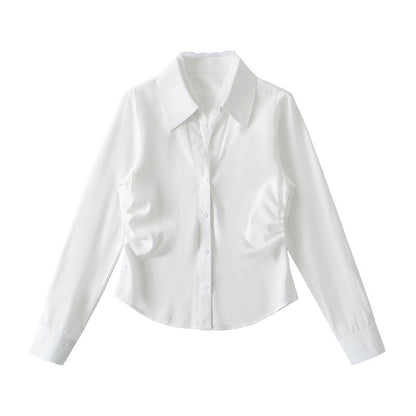 Lace Stitching Tight Waist Shirt