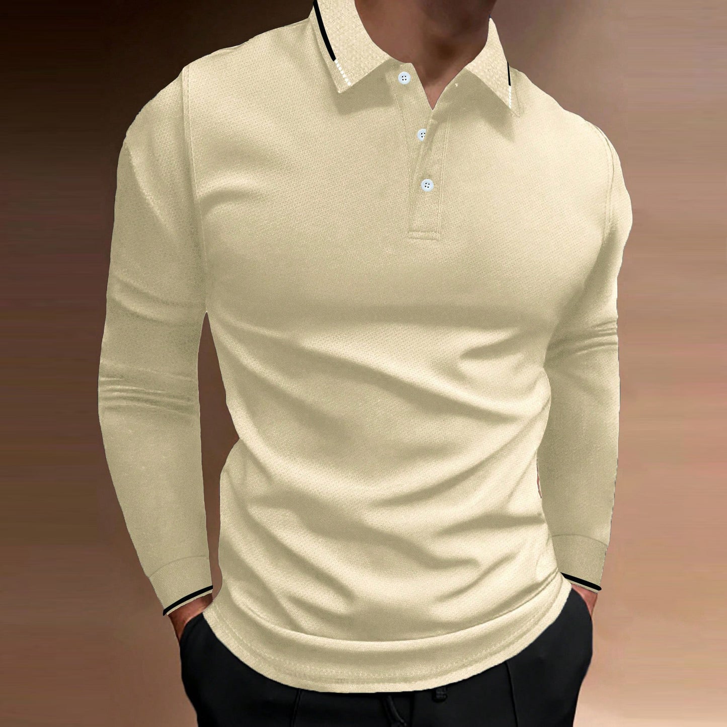 Casual Stand Collar Vertical Long-sleeved T-Shirt