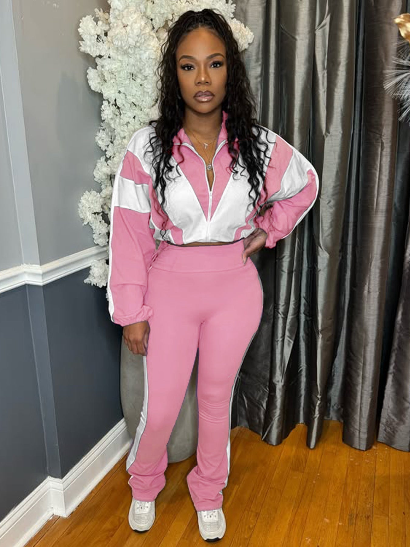 Buckle Waist Stitching Two-piece Suit