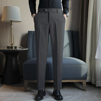 Straight Elastic Slim Fit Brown Pants