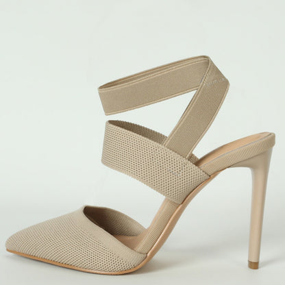 Women Elastic Band Stretch High Heels Sandals