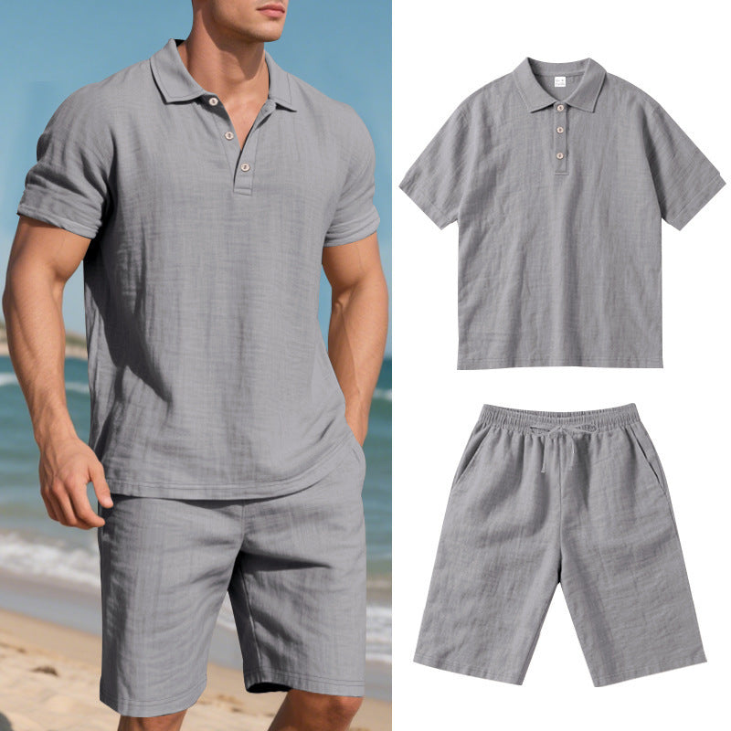 Men's Loose Linen Breathable Shorts Suit